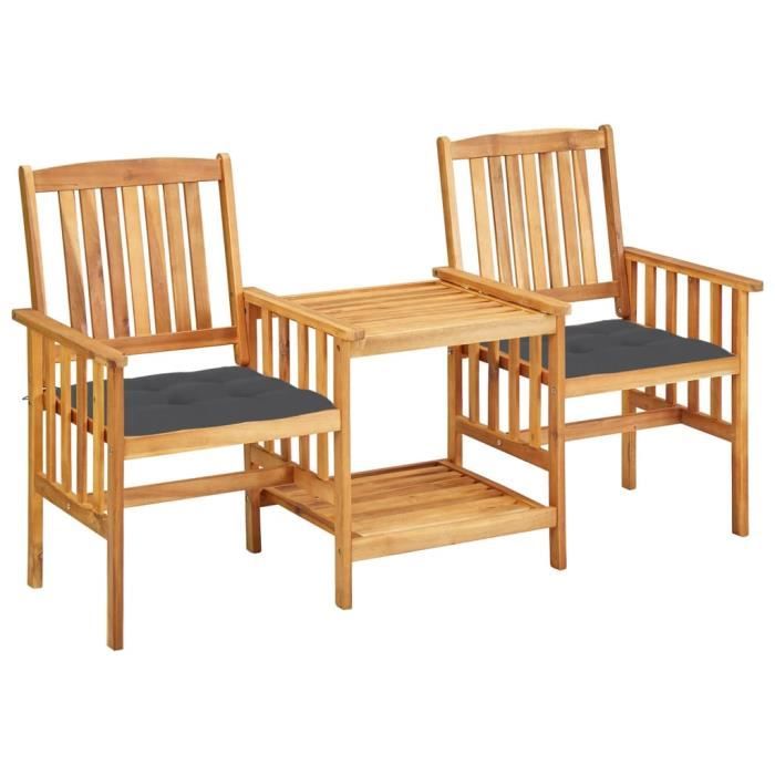 vidaXL Chaises de jardin avec table à thé Acacia - vue 5