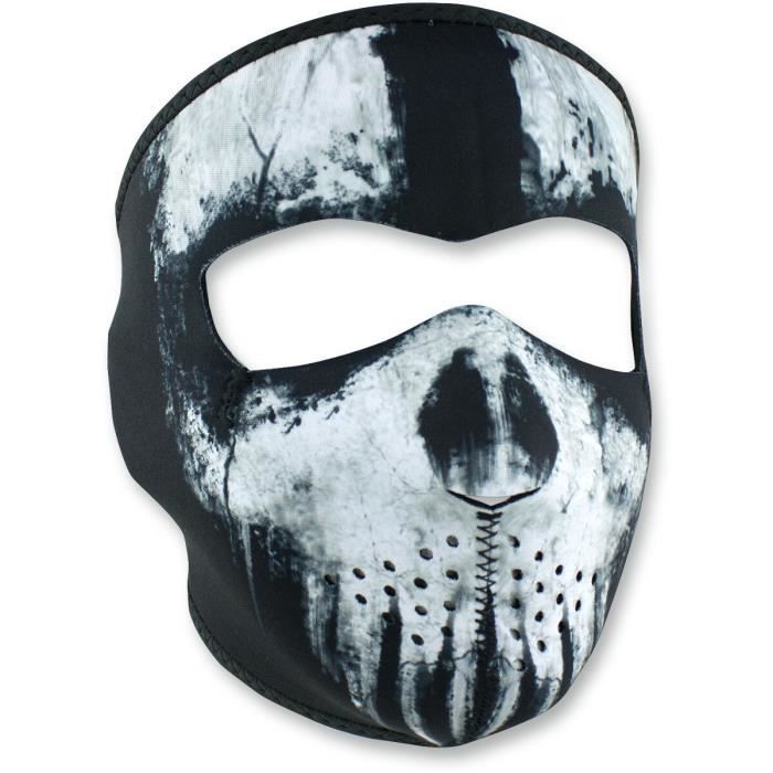 Cagoule moto Zan Headgear full face skull ghost - noir/blanc - TU