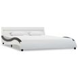 1662Maison® Lit Double Pour Adulte enfant Sommier à L Cadre de lit avec LED Blanc et noir Similicuir 160x200 cm-1