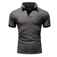 Polo Homme Golf Tennis Manche Courte Casual Sport T-Shirt, Slim Fit Vetement Gris foncé-1