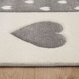 Tapis De Jeu Enfant CARPETIA Cœurs Arc-en-Ciel - 120x170cm Gris Beige