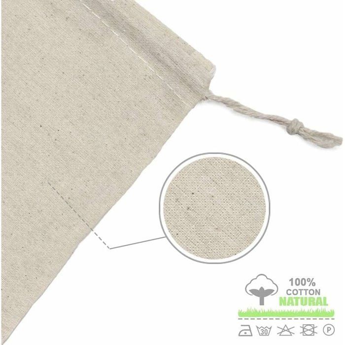 Lot 50 Petits Sacs Coton à Peindre 15x10 Cm – Sachets Cadeaux DIY Avec Cordon – Idéal Mariage, Ramadan, Avent
