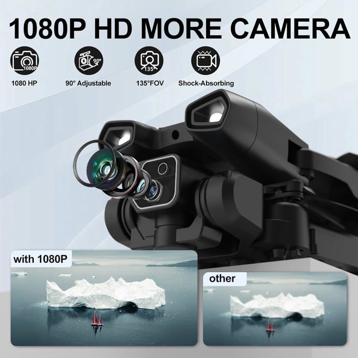 LE-IDEA Drone Avec Caméra 1080P, IDEA12 Mini Drone Pour Débutants, Caméra à 90°, Positionnement Optique Par Flux, Mode Sans Tête, Drones Pliable Pour Adultes, Quadricoptère RC, Bleu