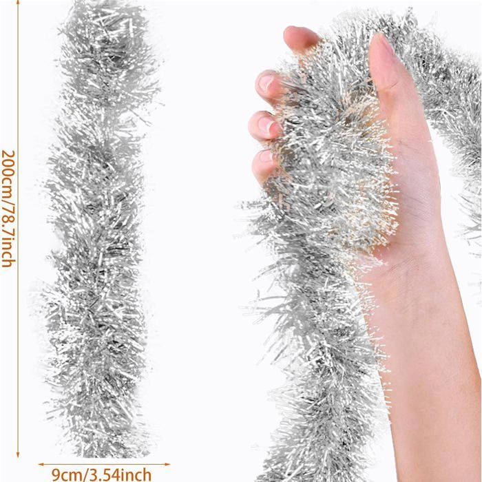 Guirlandes Tinsel Brillantes Lot De 6, 2m Chacune - Or, Argent, Multicolores Pour Sapin Noël, Mariage, Décoration Fête