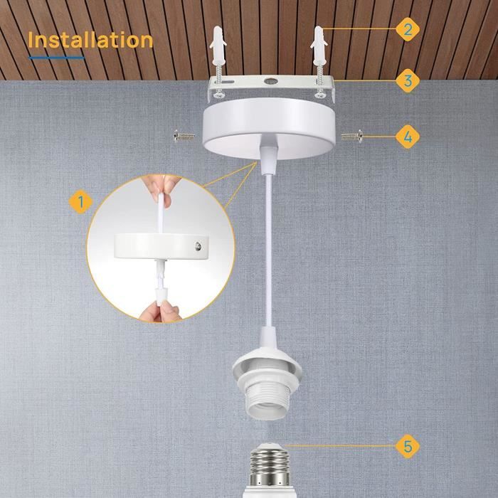 Lampe de plafond en aluminium avec douille E27 en gris, REBAIS - Luminaires  plafond - Accessoires pour lampes