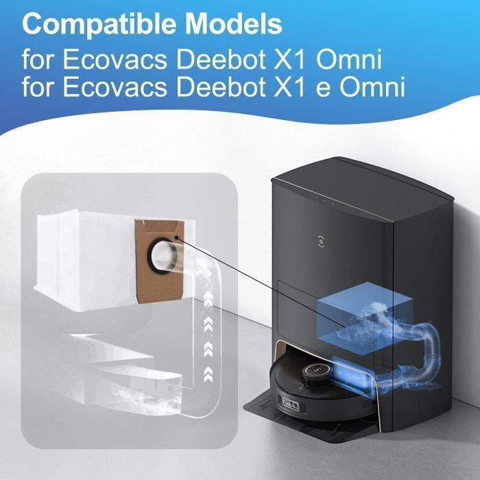 Lot de 8 Sac d'aspirateur Accessoires pour Ecovacs Deebot X1 Omni