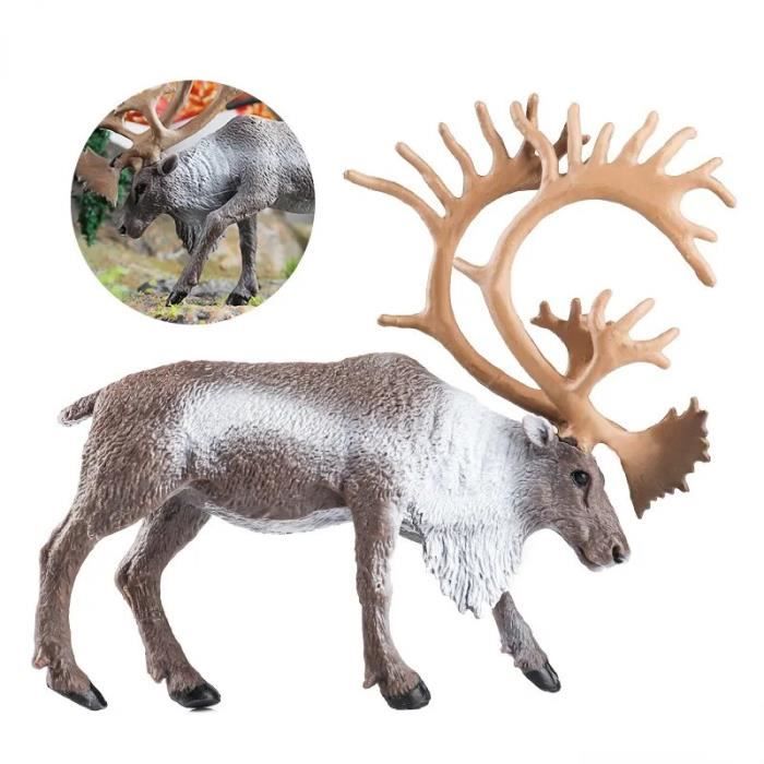 Renne - OozDec-Ensemble de jouets d'animaux solides, Modèle d'animal  sauvage, Corne de renne, Cerf, Cadeau de