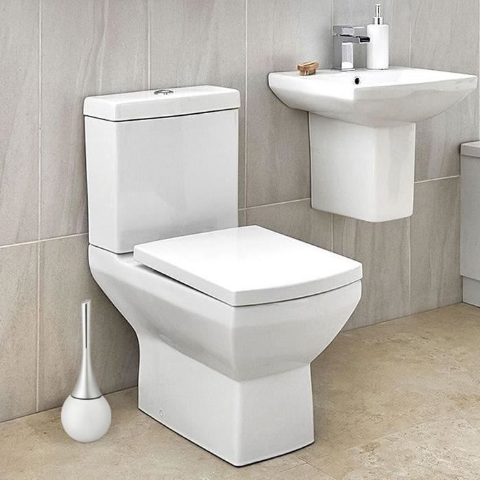 1PCS Brosse de Toilette avec Porte-balai WC Mural Inox Salle de Bains  Toilettes