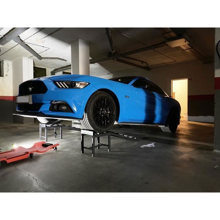 Rampes Pour Voiture 4000kg - Hauteur 33cm - Pour 4x4, Fourgon, SUV - Structure Acier Renforcée Revêtue Poudre
