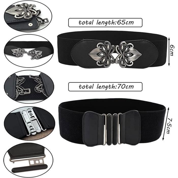 Ceinture Femme Vintage Elastique Noir 60 70 cm 4 pieces Noir Cdiscount Pret a Porter
