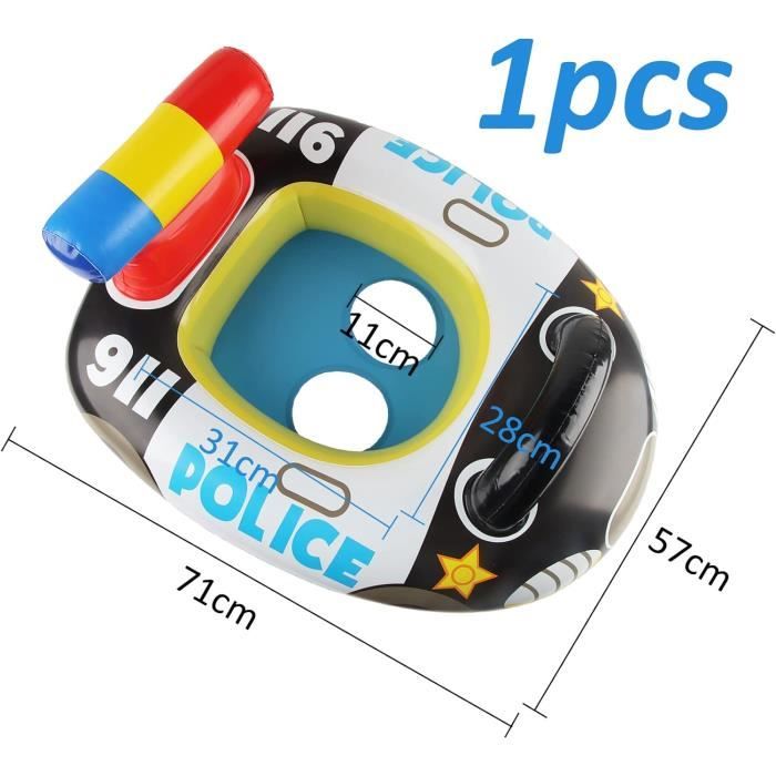 Bouée Gonflable Bébé 3-36 Mois – Anneau Natation Avec Auvent Anti-soleil – Siège Enfant Clochettes Bleu – PVC épais