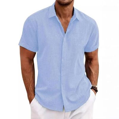 Chemise à Manches Courtes avec Imprimé pour Homme-Femme Coupe Classique Été Vacances - Rose Rose - Prêt-à-Porter