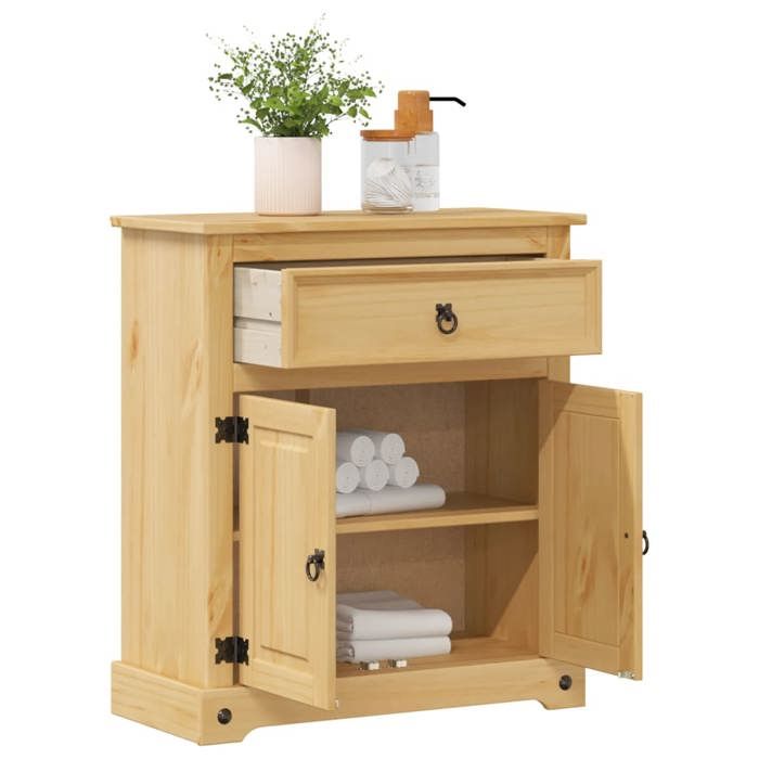 Armoire Murale Salle De Bain Corona En Bois De Pin Massif - Meuble De Rangement Avec 2 Portes