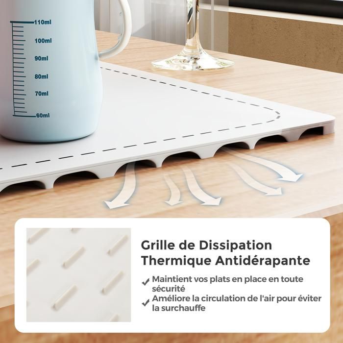 Chauffe-plat électrique Pliable En Silicone – Température Réglable 60/80/100°C – Minuterie 1/2/4 H – Pour Buffets, Fêtes, Réunions – Dimensions 60x44 Cm
