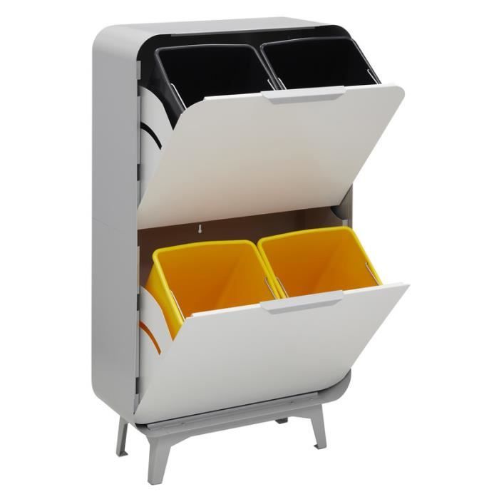 Poubelle De Cuisine, Poubelle Tri Sélectif, 3 Compartiments De 20L Seaux Interieurs Amovibles 61 9x36 6x56 7cm Argent 75215348