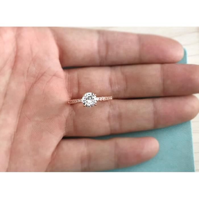 Bague En Or Rose 18 Carats Avec Diamants De Laboratoire - Taille 53, Neuf Avec étiquettes