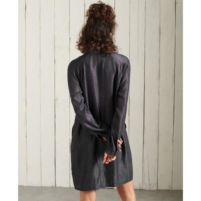 Robe chemise oversize femme Superdry Tencel noir d lav