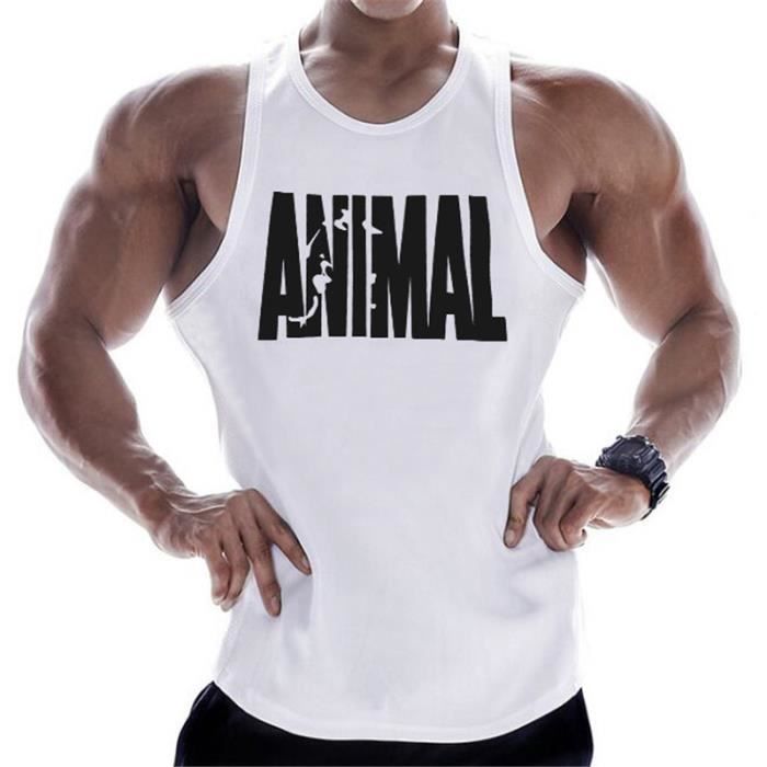 Maillot Musculation Coton HOTCAT Débardeur Homme Fitness - Coton Stretch Respirant - Pour Musculation, Gym, Sport - Coupe Ajustée Haut Bodybuilding Stretch