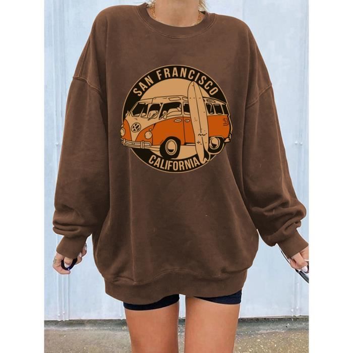 Pull femme col rond imprim San Francisco California FROCOr