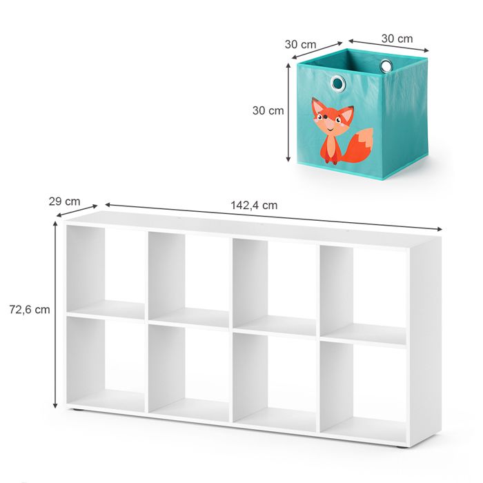 Séparateur De Pièce / étagère à Livres Vicco Scutum - 8 Compartiments Blanc - 143x70x29 Cm