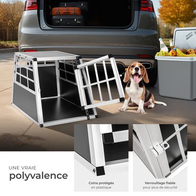 Cage De Transport Pour Chien Tectake - 66x90x69,5 Cm - Pour Voiture, Maison Ou Jardin
