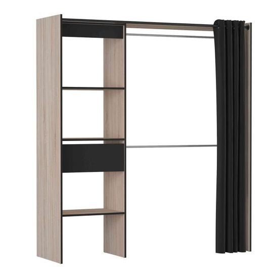 Dressing Extensible En Bois Noir Mat Et Chene Brosse Dr172