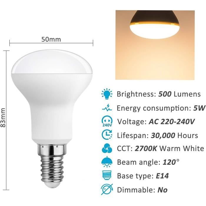 T22 Ampoule LED,E14 2W Ampoule LEDÉquivalent 15W E14 Incandescent