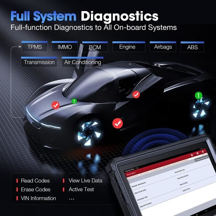 LAUNCH X431 CRP909X Valise Diagnostic Auto OBD2 Scanner Outil de diagnostic  Tous les systèmes 28+ Fonctions de Reset En Français - Cdiscount Auto