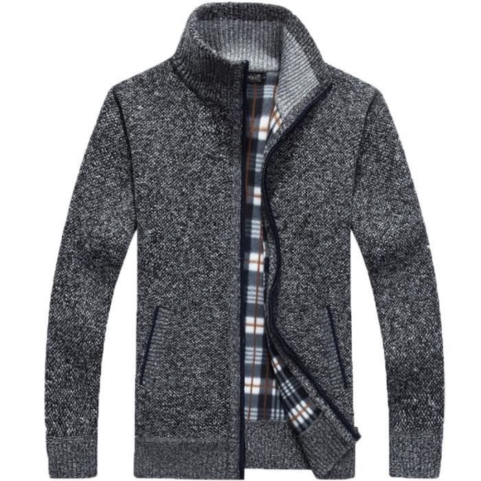 Deep Gray Cardigan En Laine Pour Homme Pull pais Pour Saisons