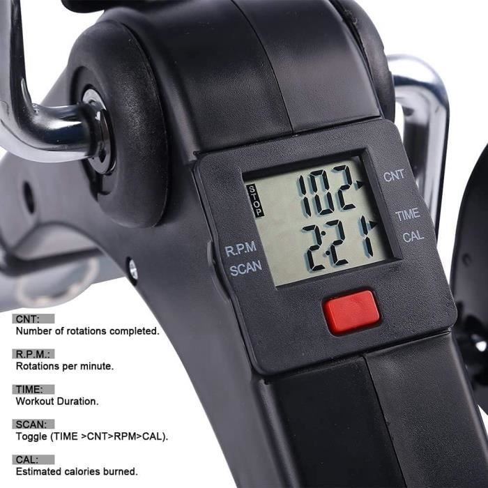 Exerciseur de pédale de rééducation alité Portable Mini vélo d'exercice Hand Foot Pedal Trainer Personnes âgées Exerciseur de vélo Convient pour le lit à la maison en fauteuil roulant Fitness (B