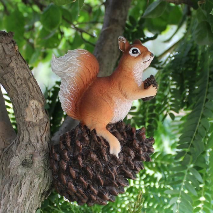 Figurine d'écureuil mignon Statue animale cadeaux de pendaison de  crémaillère pour le décor d'arrière-cour d'arbre de jardin - Cdiscount  Maison