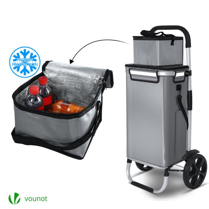VOUNOT® Chariot de courses en pliable aluminium sac
