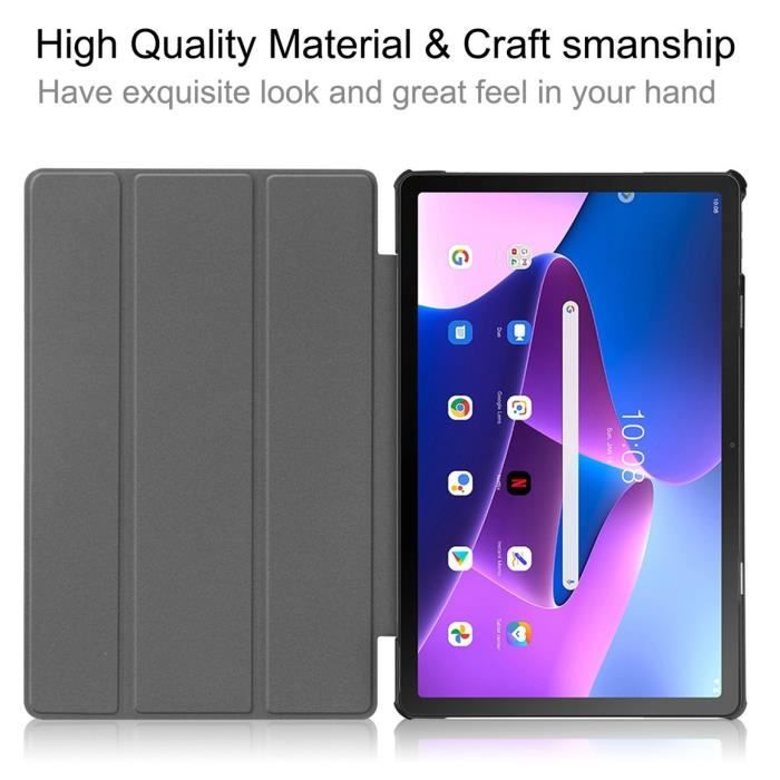 Coque Lenovo Tab M10 Plus Gen 3 - étui Cuir PU + Verre Trempé Inclus, Bleu, Neuf