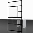 Pare baignoire 70 x 130 cm, 1 volet pivotant, verre transparent décor Atelier, style verrière industrielle, profilé noir, Schulte-4