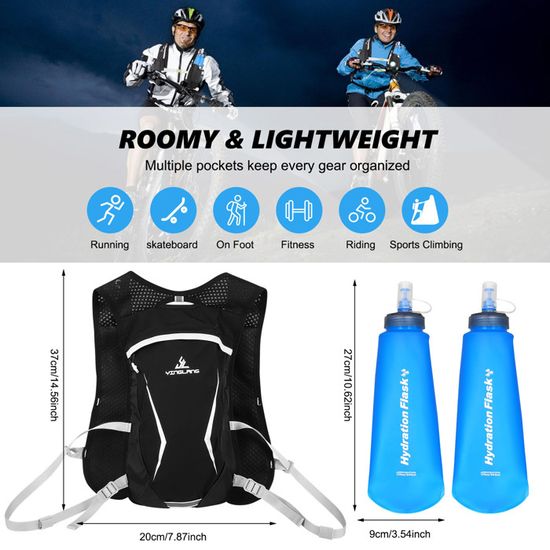 Gilet D'hydratation Pour Femme – Léger 140 G, Avec Poche 250 Ml Et Compartiment 2 L, Bandes Réfléchissantes, Multi-poches – Idéal Pour Course Et Trail