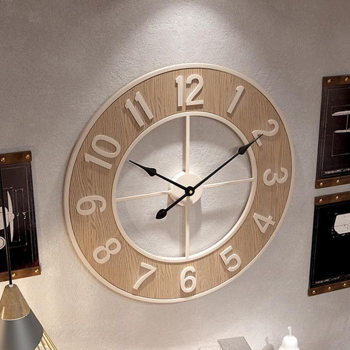 Grande horloge murale 3D en bois de chêne : horloge