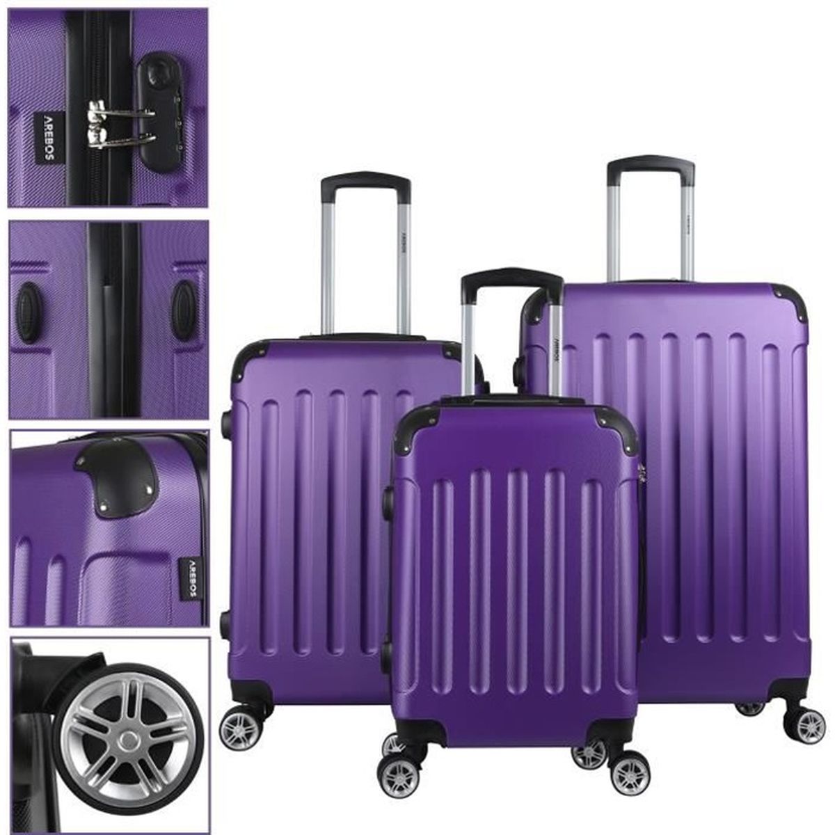 AREBOS Valise de Voyage à Roulettes Rigide Valise de Transport Eco Lot