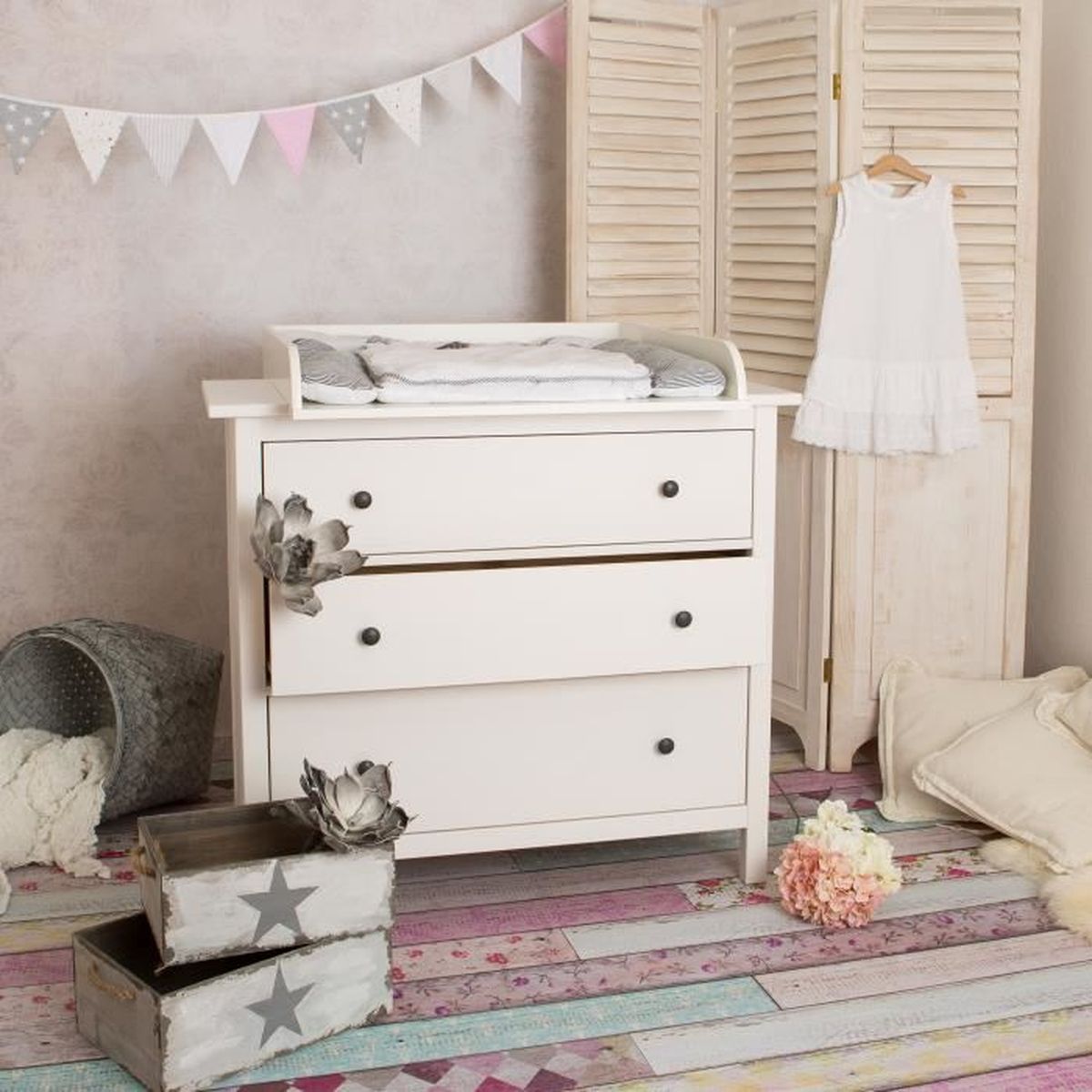 SANS COMMODE „XXL-H+“ bois naturel et séparation Plan à langer pour tous les commodes IKEA Hemnes 