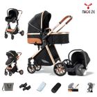 MAGIC ZC MagicZC poussette combinées,bébé,trio,3 en 1,nouveau né,pliable,Dossier réglable,sac de maman,0-4 ans,or noir