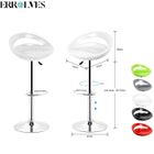 ERROLVES® Set de 2 tabourets de bar télescopique - ABS Blanc - Chaise Pieds métal chromé - L 43 x P 43 x H 101 cm