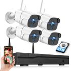 TOGUARD Kit Caméra de Surveillance Sans fil 4pcs 3MP Wifi camera audio bidirectionnel,8CH 1TB NVR Vidéosurveillance Extérieure IP66