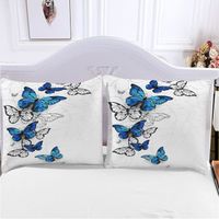 Lot de 2 Housses de Coussin carré Papillons bleus et papillons blancs volant 60x60cm (24 pouces environ) déco de maison canapé lit