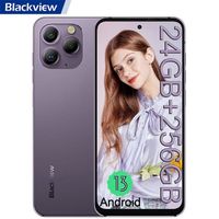 Téléphone Portable 4G Blackview A96 6,5" 2.4K 120Hz 24Go+256Go Helio G99 Android 13 48MP Dual SIM,Face ID,NFC,Certifié TÜV - Violet