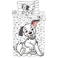 Parure de lit bébé enfant Disney 101 Dalmatiens chien Lucky noir blanc housse de couette 100x135 cm, taie d'oreiller 40x60 cm, 100%