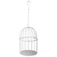 Cage d'oiseau déco métal à susp., ø15cm, blanc, 25cm, avec fermeture