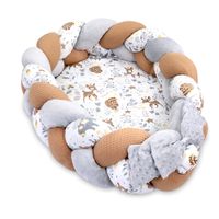 Reducteur de lit Babynest - nid câlin avec oreiller tressé ensemble pliable lit bébé nid bébé double face 75x45 cm, cerf