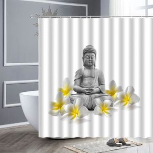 Bouddha et galets reflet Design Rideau de douche salle de bains Tissu Imperméable 72" 