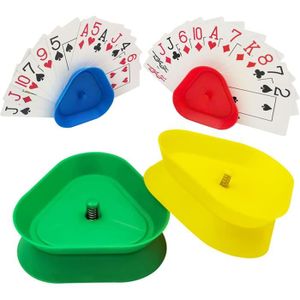 Lot De 2 Porte-Cartes à Jouer 3 Étages - Support Éventail Avec Socle, Rouge Et Jaune - 3