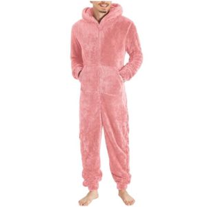 PYJAMA PYJAMA - CHEMISE DE NUIT Pyjama Homme Hiver Chaud Polaire Combinaison Pyjama Homme Grenouillère Chaud Grenouillères Capuche Rose