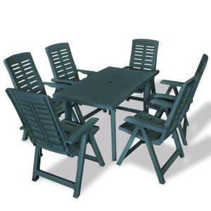Ensemble table et chaise de jardin Mobilier à dîner d'extérieur 7 pcs Plastique Vert - SALALIS - DP56624
